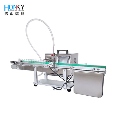 Desktop 5ml Vial Filling Machine Small Filling Line With Bottle Feeding Conveyor And Samll Bach For Cosmetic Oil Filling