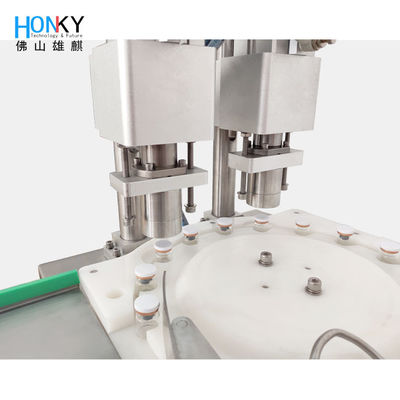 Desktop Automatic 10ml Vial Rotary Capping Machine With Dual Head Cap Crimping