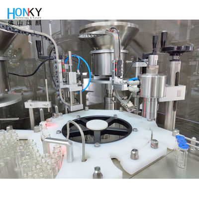 Full Automatic 10ml Vial Filling Capping Machine With Automatic Cap And Plug Feeding Disk Pharma Industry Packing