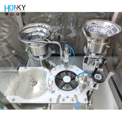Full Automatic 10ml Vial Filling Capping Machine With Automatic Cap And Plug Feeding Disk Pharma Industry Packing