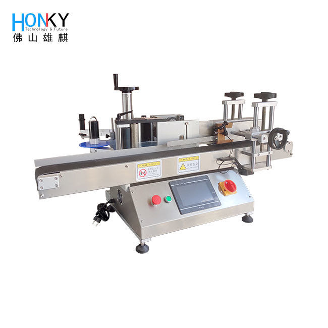 Desktop Round Bottle Labeling Machine with Transparent Label Sensor and Touch Screen Operation at 55 Bottle per minute