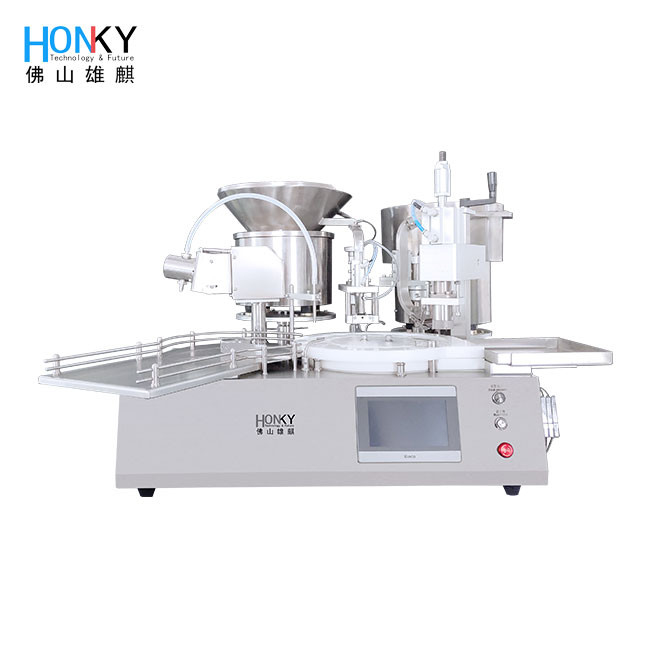 Desktop Automatic 10ml Glass Vial Filling Capping Machine With Automatic Cap Loading Function For Pharma Industry
