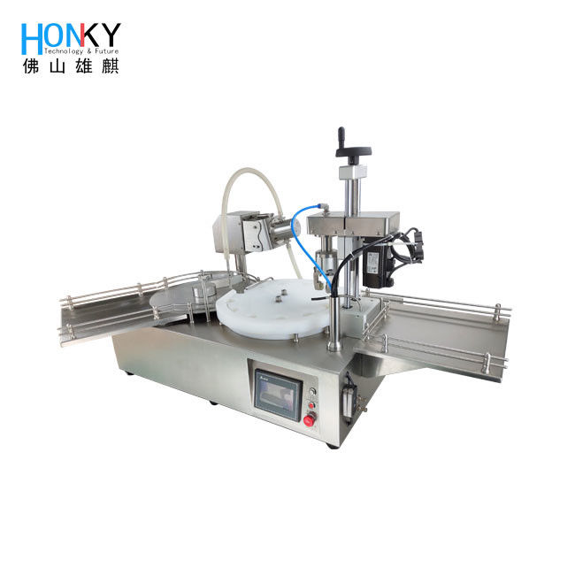 Desktop 15ml Rotary Bottle Filling and Capping Machine with Servo Head and 304 Stainless Steel Construction for Oil Bottle Packing