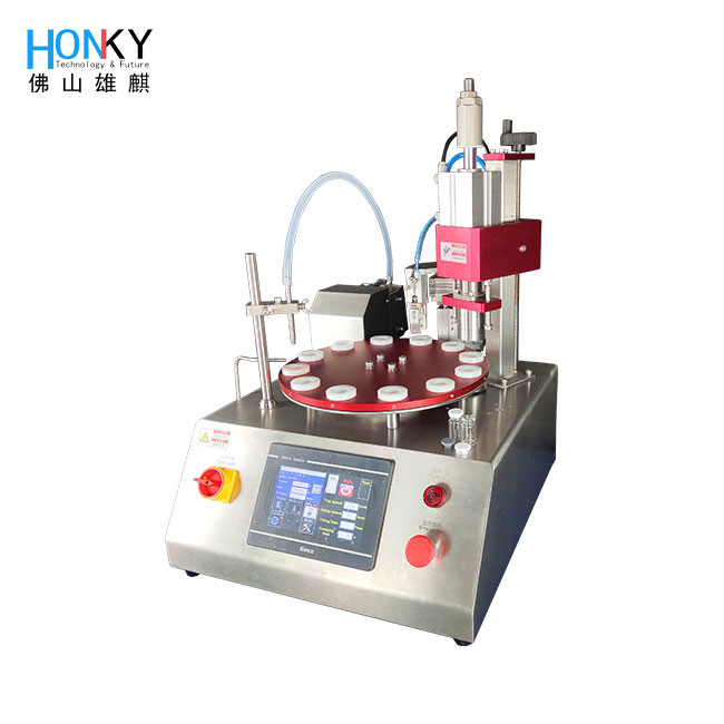 Tabletop Small Business Using 5ml Vial Filling And Crimping Machine With Multiple Size Mold Changing For Oil Liquid