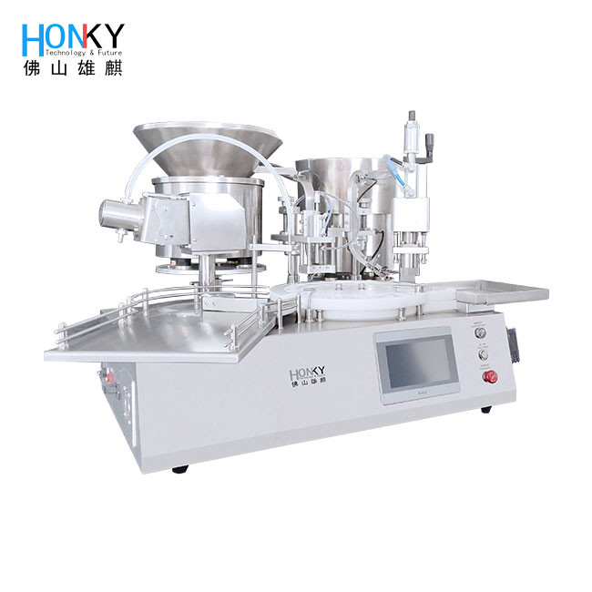 Desktop Automatic 10ml Glass Vial Filling Capping Machine With Automatic Cap Loading Function For Pharma Industry