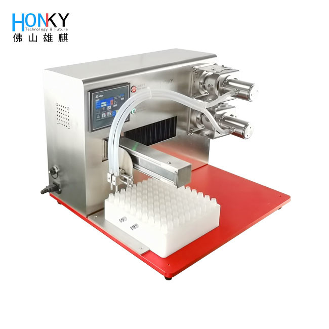 Desktop Type Automatic 2ml Perfume Sample Tube Filling Machine With Ceramic Piston Pump For Perfume Sample Filling