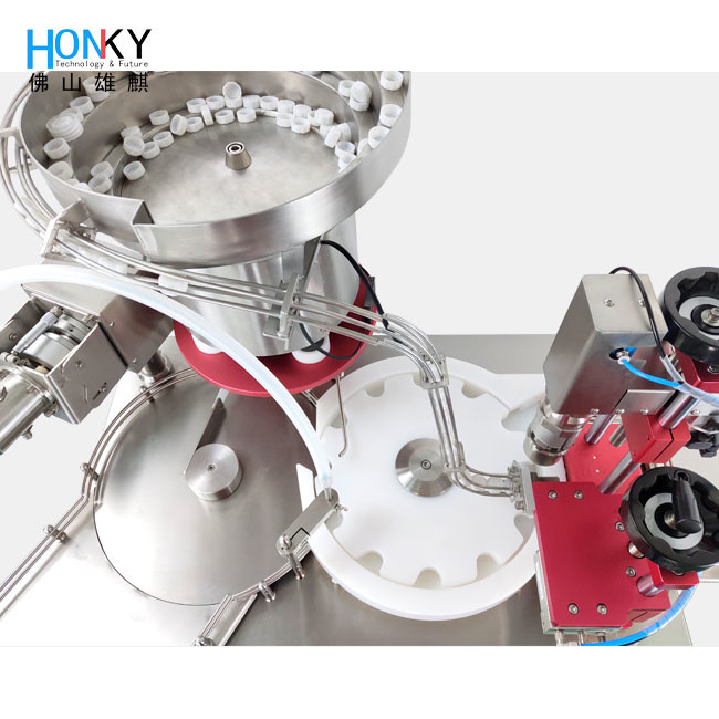 Desktop Automatic 2ml Bio-Reagent Liquid Vial Filling And Capping Machine With Cap Loading Function For Clean Bench Using