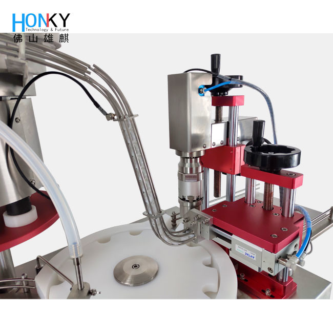 Desktop Automatic 2ml Bio-Reagent Liquid Vial Filling And Capping Machine With Cap Loading Function For Clean Bench Using