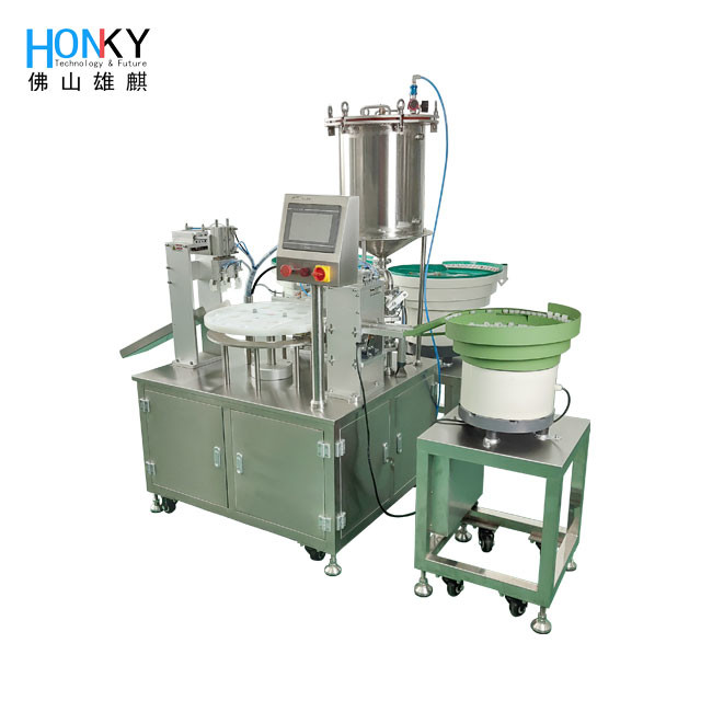Full Automatic 2400BPH Rotary Vial Filling Machine For Cosmetic Cream Liquid Caping