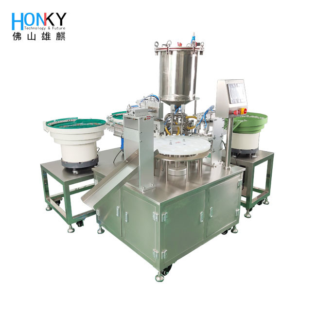 Compact Massage Cream Filling Machine with Ceramic Piston Pump 40-60BPM 10-25g Pump Range 5.1-8KG/CM2 Air Range